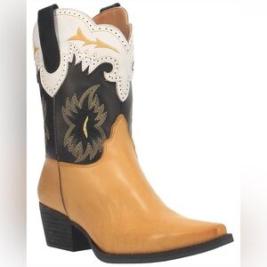 Dingo Women's Western Heeled Boots - Tan, Black, and White